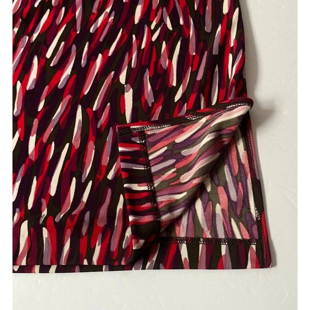 Kenneth Cole Skirt Womens Size L Multicolor Watercolor Print Knit Side Slit NWT